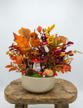 Enchanting Woodland Owl, Velvet Pumpkin & Autumn Foliage Centerpiece